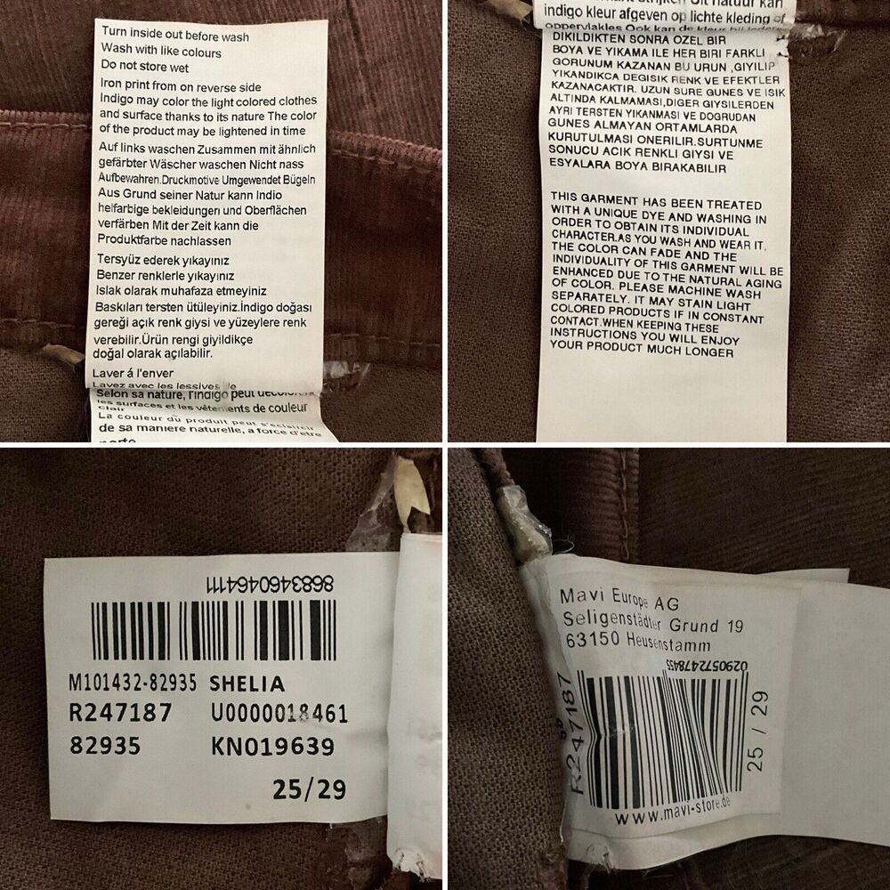 Mavi Corduroy Shelia Straight Leg Raw Hem High Rise Pants Brown 25 - Picture 8 of 12